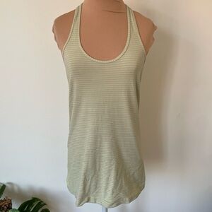 Lululemon Yellow Gray Striped Scoop Neck Racerback Sleeveless Tank Top Size 12